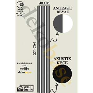 Antrasit-Beyaz 40x270 Cm Yeni Nesil Akustik Ahşap Duvar Paneli