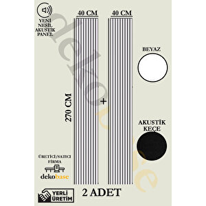Beyaz (2 Adet) 40x270 Cm Yeni Nesil Akustik Ahşap Duvar Paneli