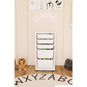 2 Derin 5 Sepetli Dolap Oyuncak Dolabı Çok Amaçlı Mutfak Kiler Banyo Dolabı Beyaz