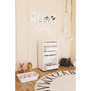 6 Sepetli Dolap Oyuncak Dolabı Çok Amaçlı Mutfak Kiler Banyo Dolabı Beyaz