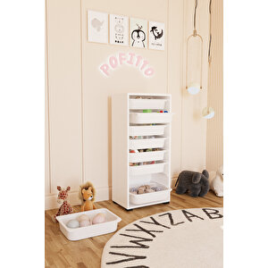 8 Sepetli Dolap Oyuncak Dolabı Çok Amaçlı Mutfak Kiler Banyo Dolabı Beyaz