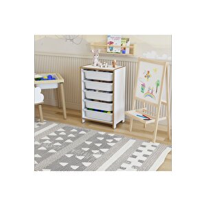 5 Sepetli Oyuncak Dolabı - Çok Amaçlı Oyuncak Dolabı (mdf)