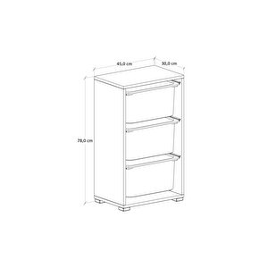 3 Derin Sepetli Dolap Oyuncak Dolabı Çok Amaçlı Mutfak Kiler Banyo Dolabı Safir Meşe