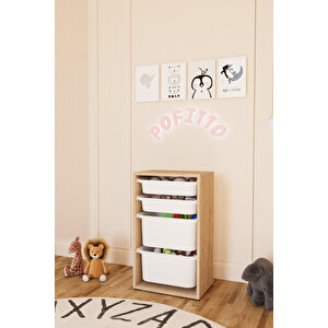 2 Derin 4 Sepetli Dolap Oyuncak Dolabı Çok Amaçlı Mutfak Kiler Banyo Dolabı Safir Meşe