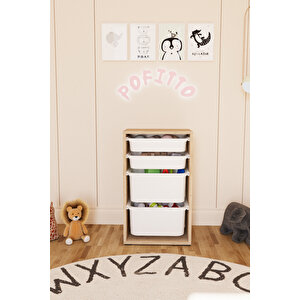 2 Derin 4 Sepetli Dolap Oyuncak Dolabı Çok Amaçlı Mutfak Kiler Banyo Dolabı Safir Meşe