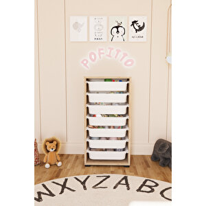 7 Sepetli Dolap Oyuncak Dolabı Çok Amaçlı Mutfak Kiler Banyo Dolabı Safir Meşe