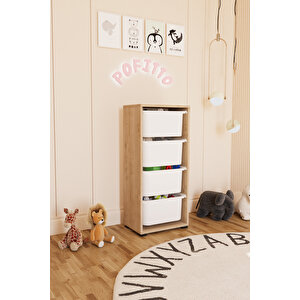 4 Derin Sepetli Dolap Oyuncak Dolabı Çok Amaçlı Mutfak Kiler Banyo Dolabı Safir