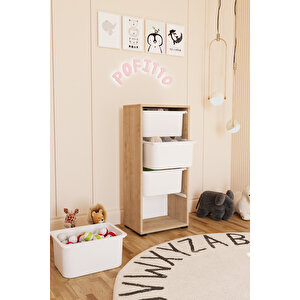 4 Derin Sepetli Dolap Oyuncak Dolabı Çok Amaçlı Mutfak Kiler Banyo Dolabı Safir