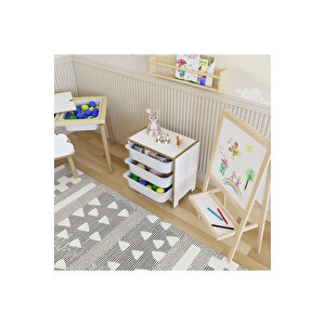 3 Sepetli̇ Oyuncak Dolabi - Çok Amaçli Oyuncak Dolabi (mdf)