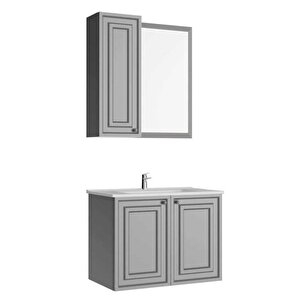 Kayra Kapaklı Banyo Dolabı Takımı 100cm Gri