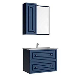 Kayra Çekmeceli Banyo Dolabı Takımı 80cm Mavi
