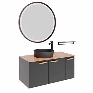 Elata Banyo Dolabı Takımı 100cm Antrasit