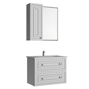 Kayra Çekmeceli Banyo Dolabı Takımı 80cm Beyaz