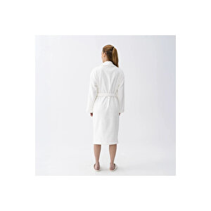 Mauve Pima Pamuk Kadın Bornoz Beyaz S/M
