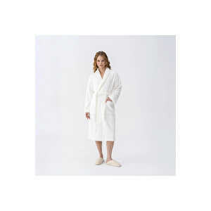 Mauve Pima Pamuk Kadın Bornoz Beyaz