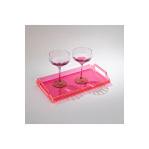 Vasa Neon Pleksi Tepsi Pembe 35x20 Cm