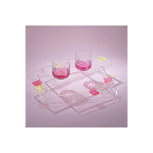 Manta Renkli Kulp Detaylı Pleksi Tepsi 30x22 Cm