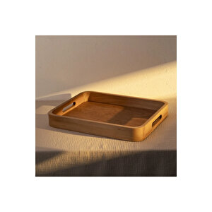 Linn Ceviz Ahşap Tepsi 36x36x6 Cm