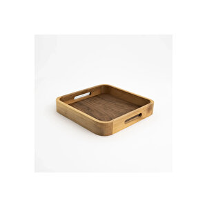 Linn Ceviz Ahşap Tepsi 36x36x6 Cm