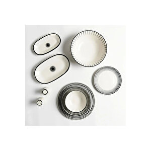 Aspen Siyah Çizgili Salata Kasesi 25 Cm