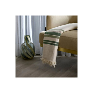 Mantis Pamuklu Tv Battaniyesi Bej Yeşil 130x170 Cm