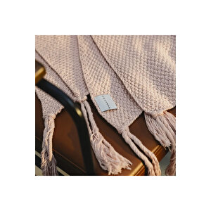 Laurel Püsküllü Triko Tv Battaniyesi Pembe 130*150 Cm