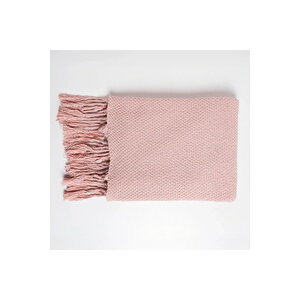 Laurel Püsküllü Triko Tv Battaniyesi Pembe 130*150 Cm