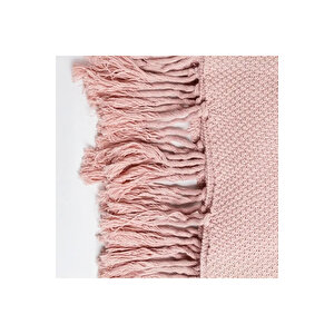 Laurel Püsküllü Triko Tv Battaniyesi Pembe 130*150 Cm