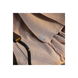 Laurel Püsküllü Triko Tv Battaniyesi Pembe 130*150 Cm