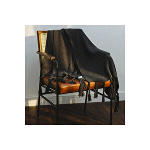 Laurel Püsküllü Triko Tv Battaniyesi Antrasit 130*150 Cm