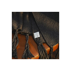 Laurel Püsküllü Triko Tv Battaniyesi Antrasit 130*150 Cm