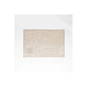 Julien Pamuk Keten Çiçek Nakışlı Amerikan Servis Ekru