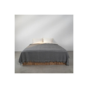 Curly Çift Kişilik Battaniye Siyah Gri 200x220 Cm