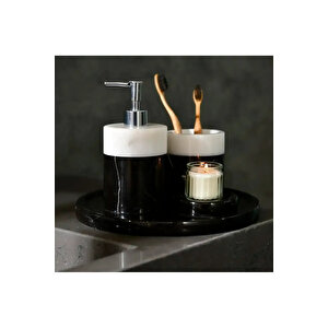 Rizz Mermer 5 Li Banyo Seti Siyah Beyaz