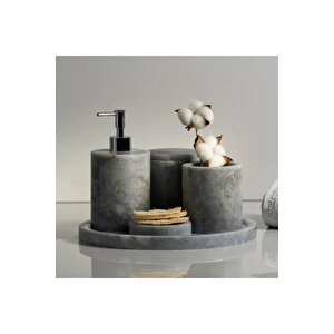 Rizz Mermer 5 Li Banyo Seti Gri