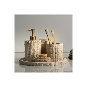 Rizz Mermer 5 Li Banyo Seti Traverten