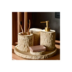 Rizz Mermer 5 Li Banyo Seti Traverten