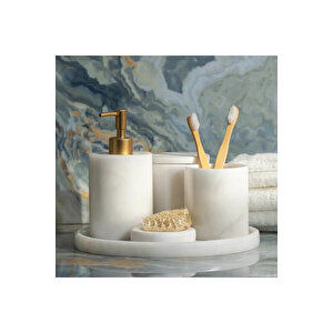 Rizz Mermer 5 Li Banyo Seti Beyaz