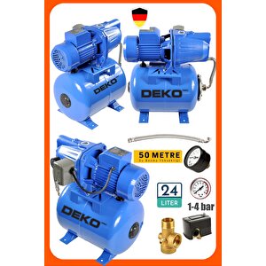Bakır Sargılı 1.5 Hp Jet Hidrofor + 24 Lt Tanklı Küre Seti Ev Ve Bahçe Otomatik Su Pompası 4 Kat