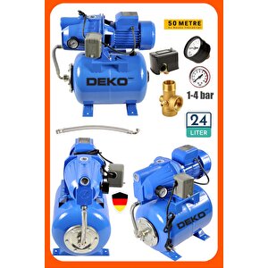 Bakır Sargılı 1.5 Hp Jet Hidrofor + 24 Lt Tanklı Küre Seti Ev Ve Bahçe Otomatik Su Pompası 4 Kat