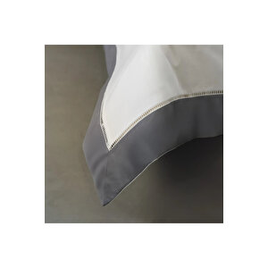 Loren 300 Tc Pamuk Saten Aksesuarlı Çift Kişilik Nevresim Takımı Beyaz Gri