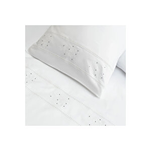 Grace 300 Tc Pamuk Perkal Nakışlı Ve Ajurlu King Size Nevresim Seti Beyaz