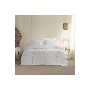 Grace 300 Tc Pamuk Perkal Nakışlı Ve Ajurlu King Size Nevresim Seti Vizon