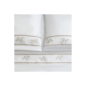 Grace 300 Tc Pamuk Perkal Nakışlı Ve Ajurlu King Size Nevresim Seti Vizon