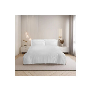 Milo 300 Tc Pamuk Saten Nakışlı Ve Ajurlu Çift Kişilik Nevresim Seti Beyaz