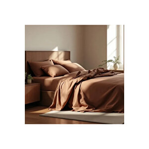 Soho 200 Tc Pamuk Perkal King Size Nevresim Kahverengi