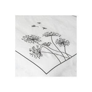 Gloria 300 Tc Pamuk Saten Nakışlı Çift Kişilik Nevresim Seti Beyaz Antrasit