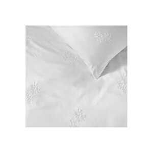 Carmen 300 Tc Pamuk Saten Nakışlı King Size Nevresim Seti Beyaz