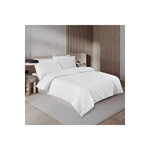 Gloria 300 Tc Pamuk Saten Nakışlı Çift Kişilik Nevresim Seti Beyaz Bej