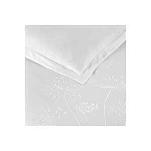 Gloria 300 Tc Pamuk Saten Nakışlı Çift Kişilik Nevresim Seti Beyaz Bej